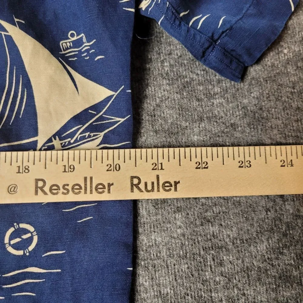 Vtg 90's Polo Ralph Lauren Mens Shirt Sleeve Shirt Size S Boat Sail Blue Yacht - Picture 8 of 10